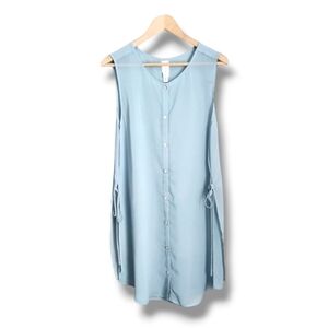 Wynne Layers Light Blue Sheer Button-Front Swim Coverup| Large